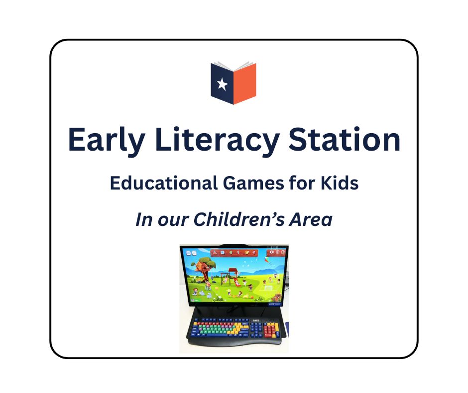Early literacy stations. Educational games for kids. In our children's area.